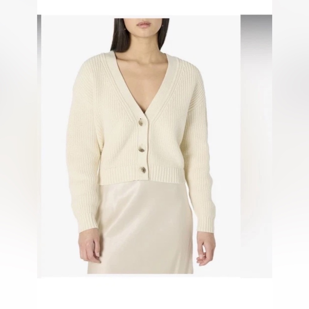 The Drop sari Cropped Button-front Cardigan sweater Size M